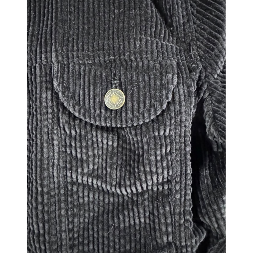 J. Jill Black Corduroy Trucker Jacket Velvet Trim Petite Medium MP Cotton - Picture 7 of 9
